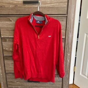 Vineyard Vines Bright Red Half-Zip Pullover